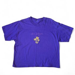 Purple Vegas Tee with Palm Tree Design